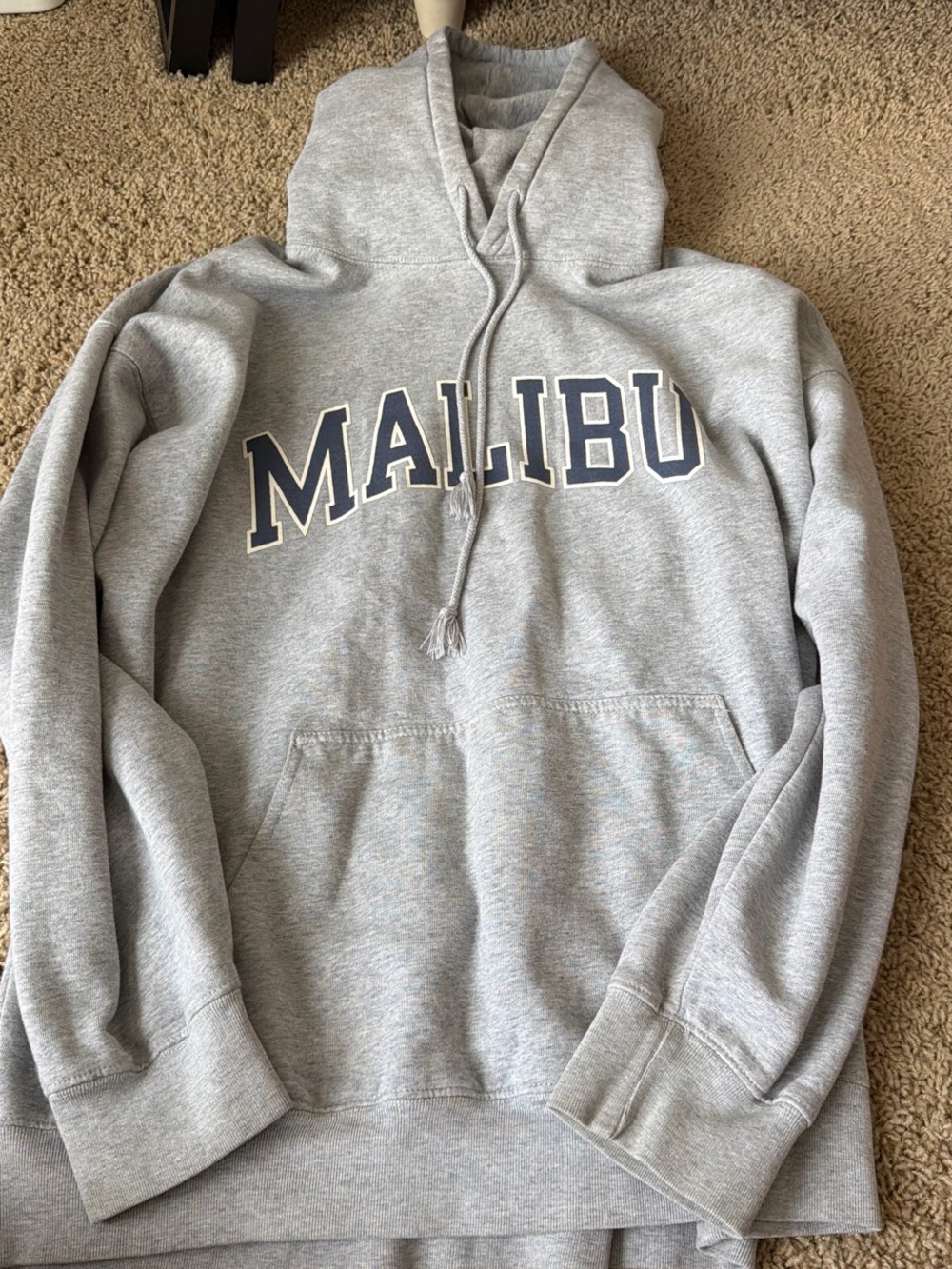 PacSun Grey Malibu Hoodie with Navy Letters